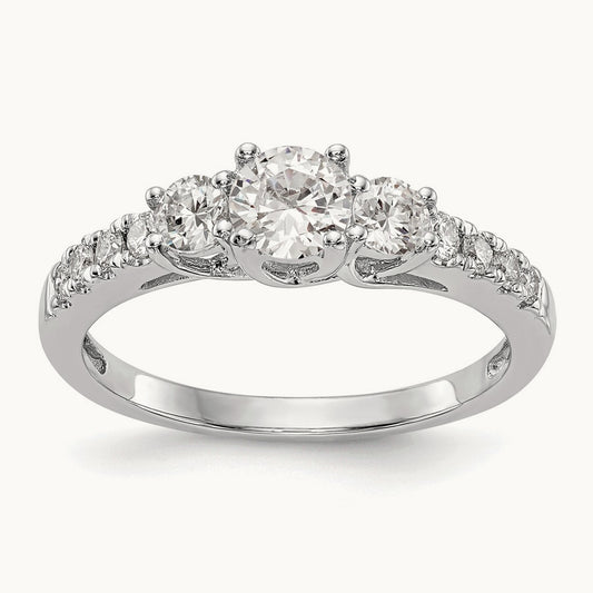 3 Stone Engagement Ring, 3/4-1 1/5 ct Lab-Grown Diamond