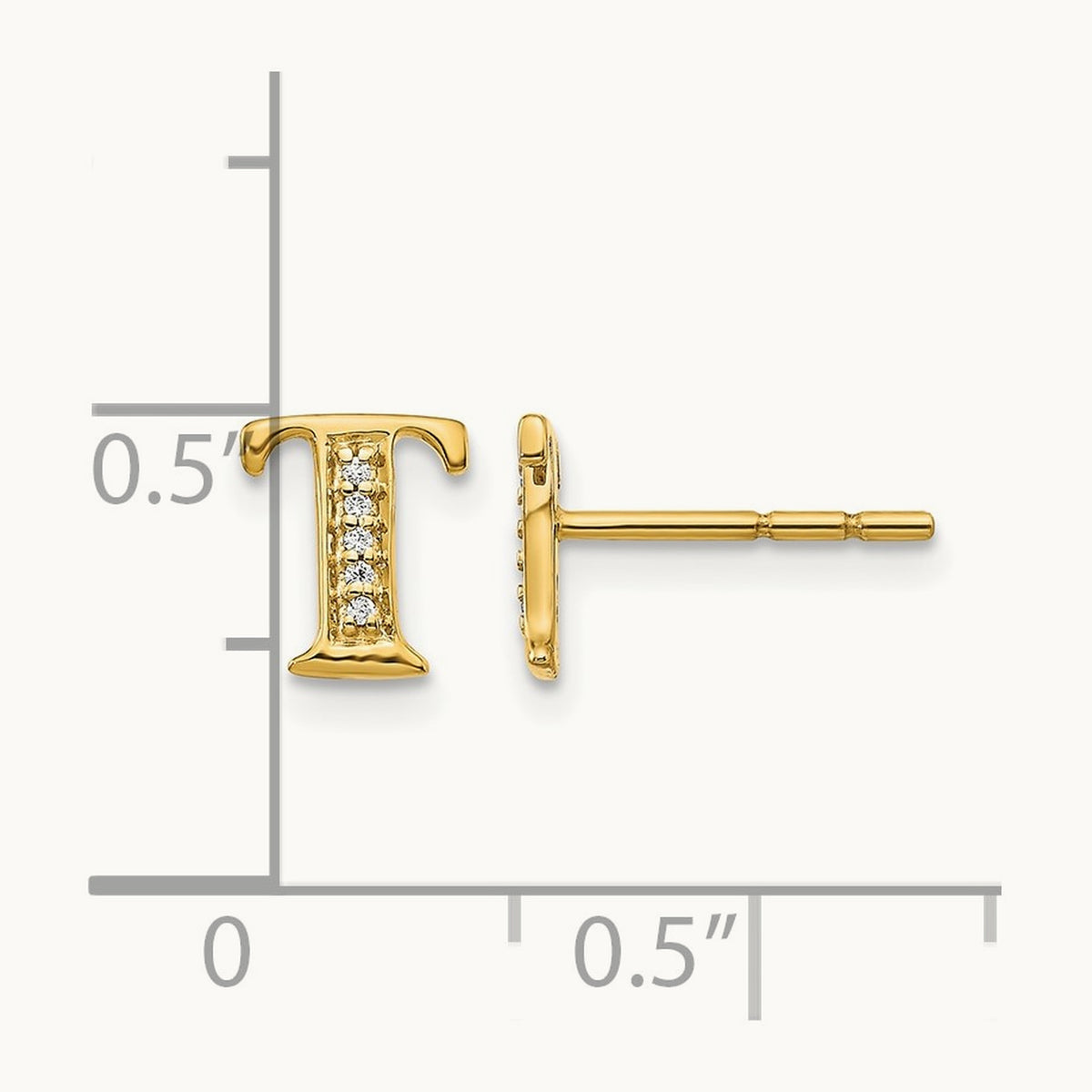 Diamond Earrings — 14K Yellow Gold, 8mm, T