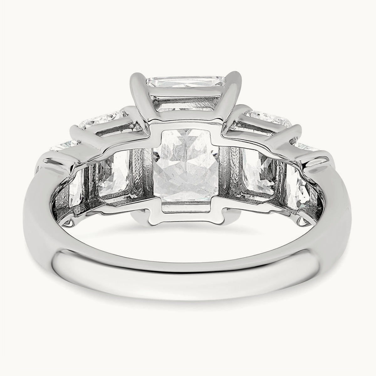 Emerald 3 Stone Engagement Ring, 3.50 ct tw Lab-Grown Diamond — VS (Best), 14K White Gold