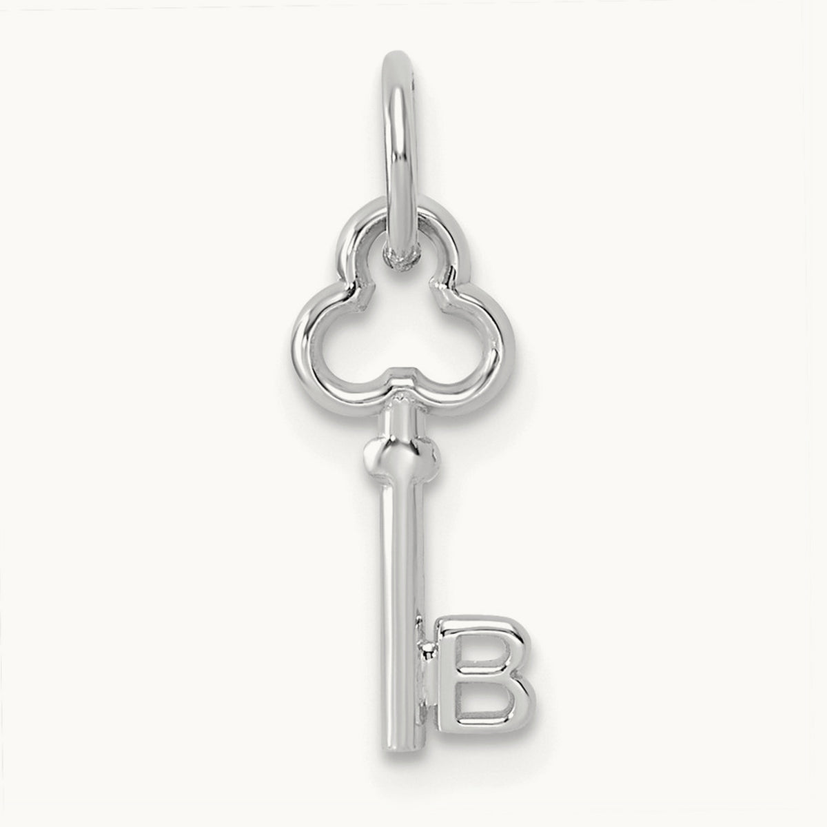 Key Initial Charm — 14K White Gold, B
