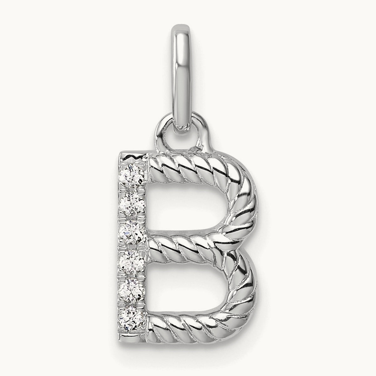 Twisted with Diamond Charm — 14K White Gold, B