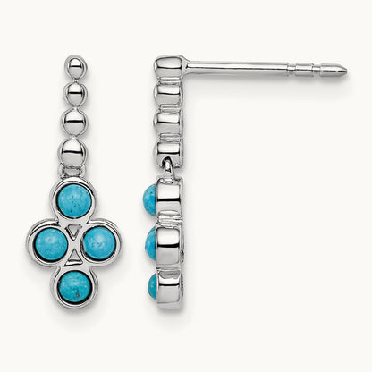 Turquoise Earrings, 14K White Gold