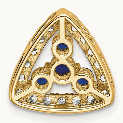 Created Blue Sapphire Chain Slide, 0.50 ct tw Lab-Grown Diamond — 14K Yellow Gold