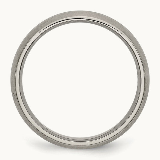 Brushed Center Grooved Band, 6mm, Titanium