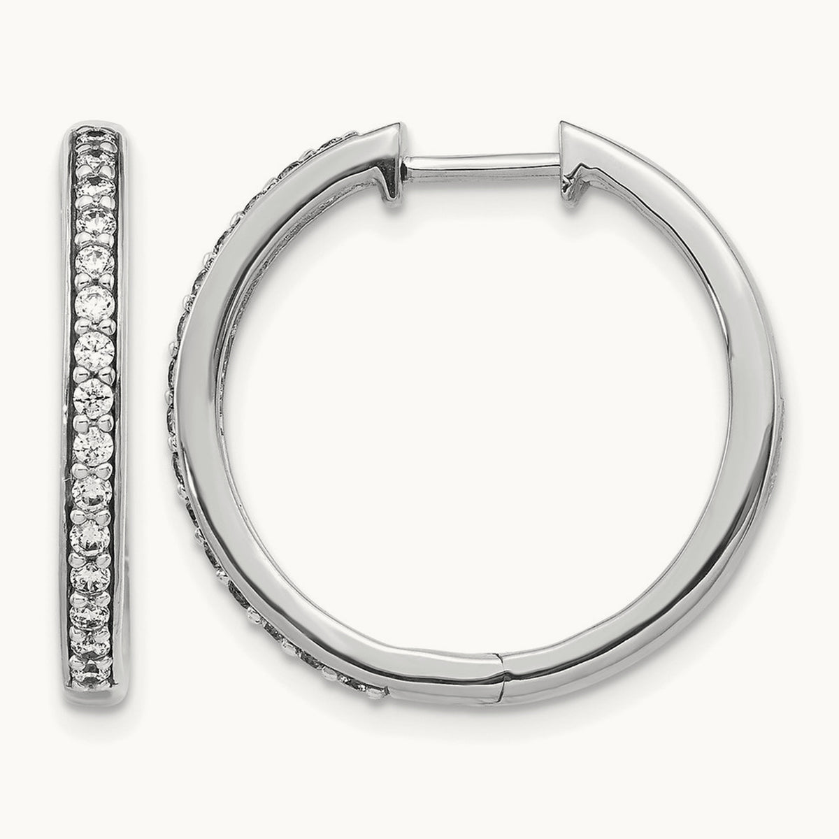 Hinged Hoop Earrings, 0.25-1.00 ct tw Lab-Grown Diamond — 1/3 ct, 14K White Gold