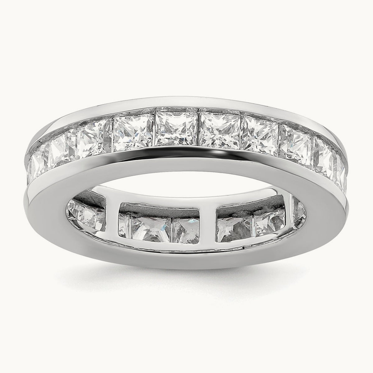 Polished Princess Channel Set Diamond Eternity Band, 3.00 ct tw — 14K White Gold
