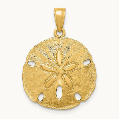Polished Sand Dollar Charm — 14K Yellow Gold, 27mm