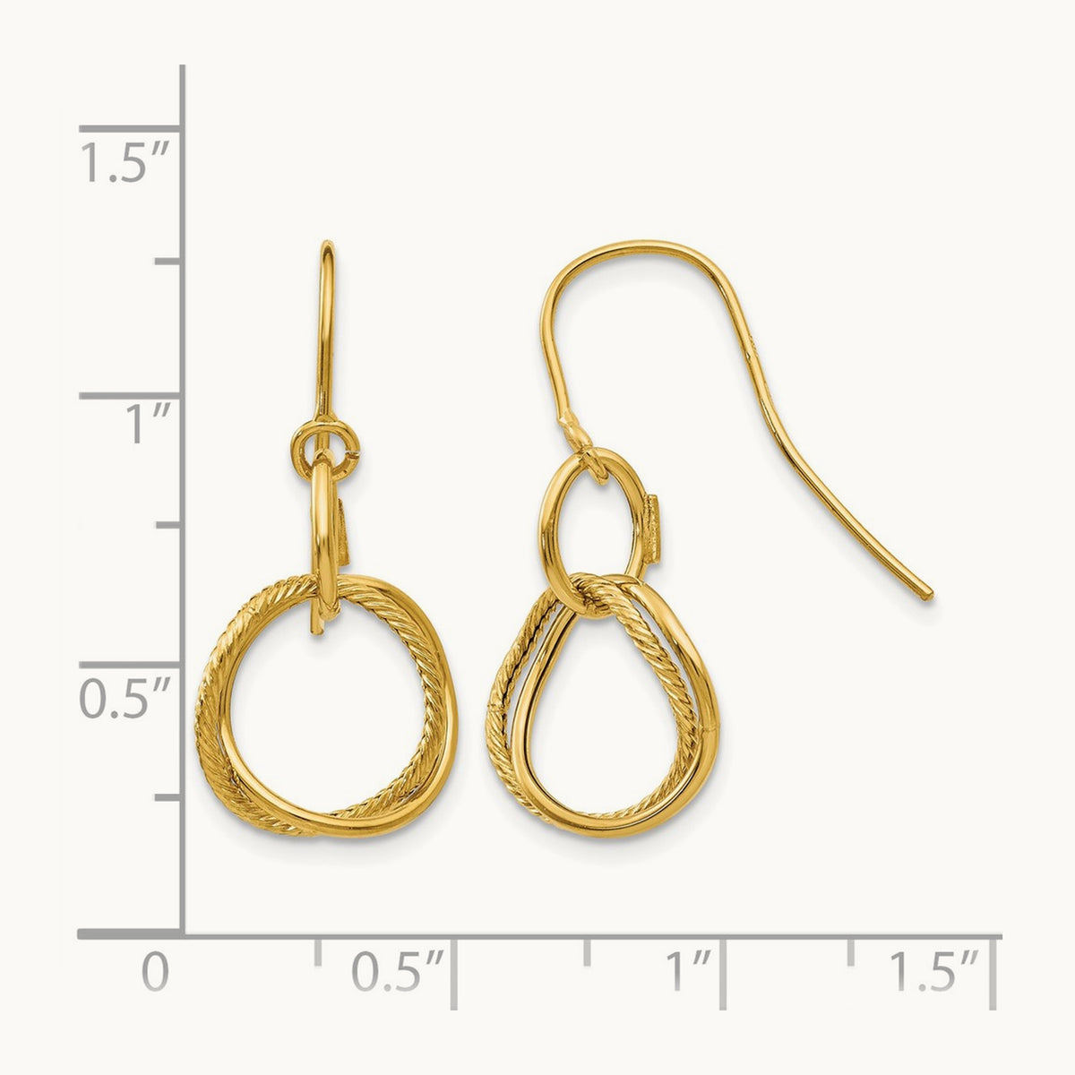 Small Twisted Circle Shepherd Hook Earrings — 14K Yellow Gold