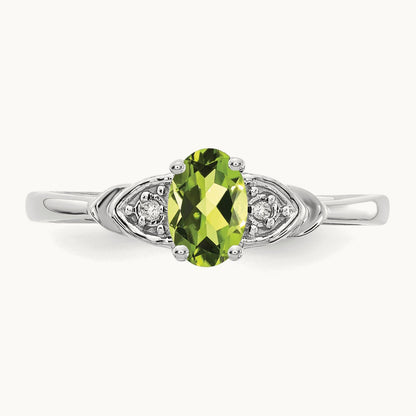 Peridot and Diamond Ring, 14K White Gold