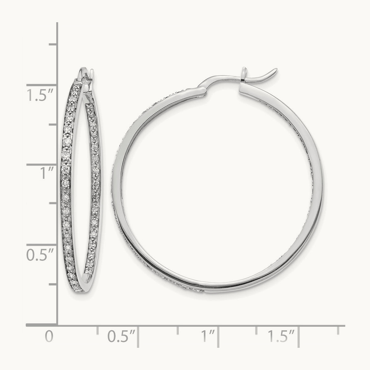In/Out Hoop Earrings, 0.50-0.75 ct tw Lab-Grown Diamond — 5/8 ct, 14K White Gold