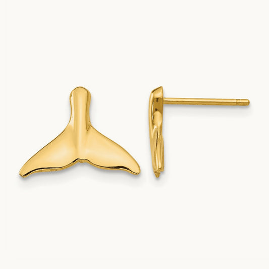 Whale Tail Post Earrings — 14K Yellow Gold