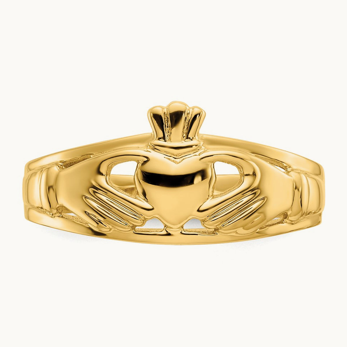 Polished Ladies Claddagh Ring, 14K