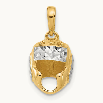 D/C Wrestling Helmet Pendant, 14K with White Rhodium
