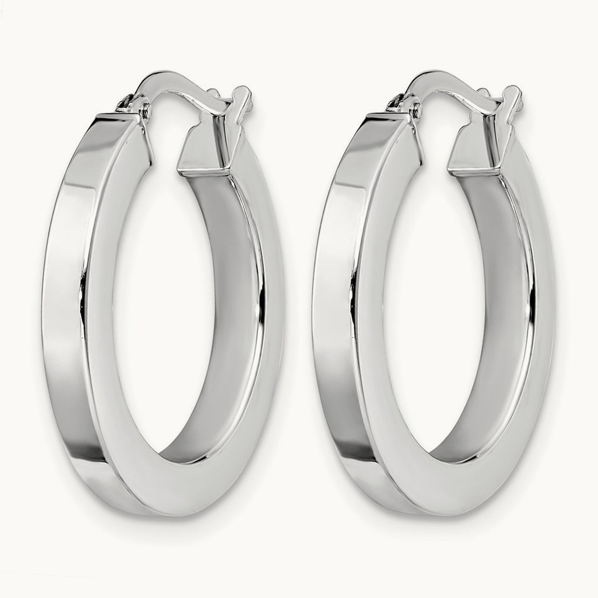 Plating Polished Hoop Earrings, 14K with White Rhodium — Leslie's