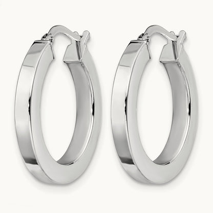 Plating Polished Hoop Earrings, 14K with White Rhodium — Leslie's