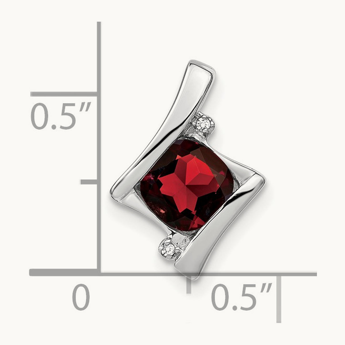 Garnet and Diamond Pendant — 14K White Gold