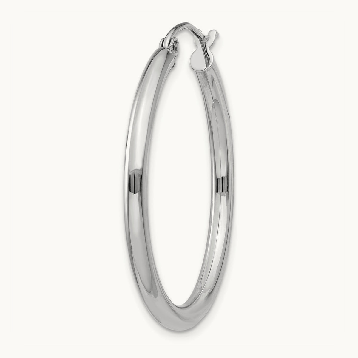 Single 14K White Gold Polished Tube Hoop Earring, 2.5mm