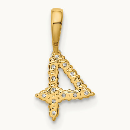 Diamond Number 4 Pendant — 14K Yellow Gold