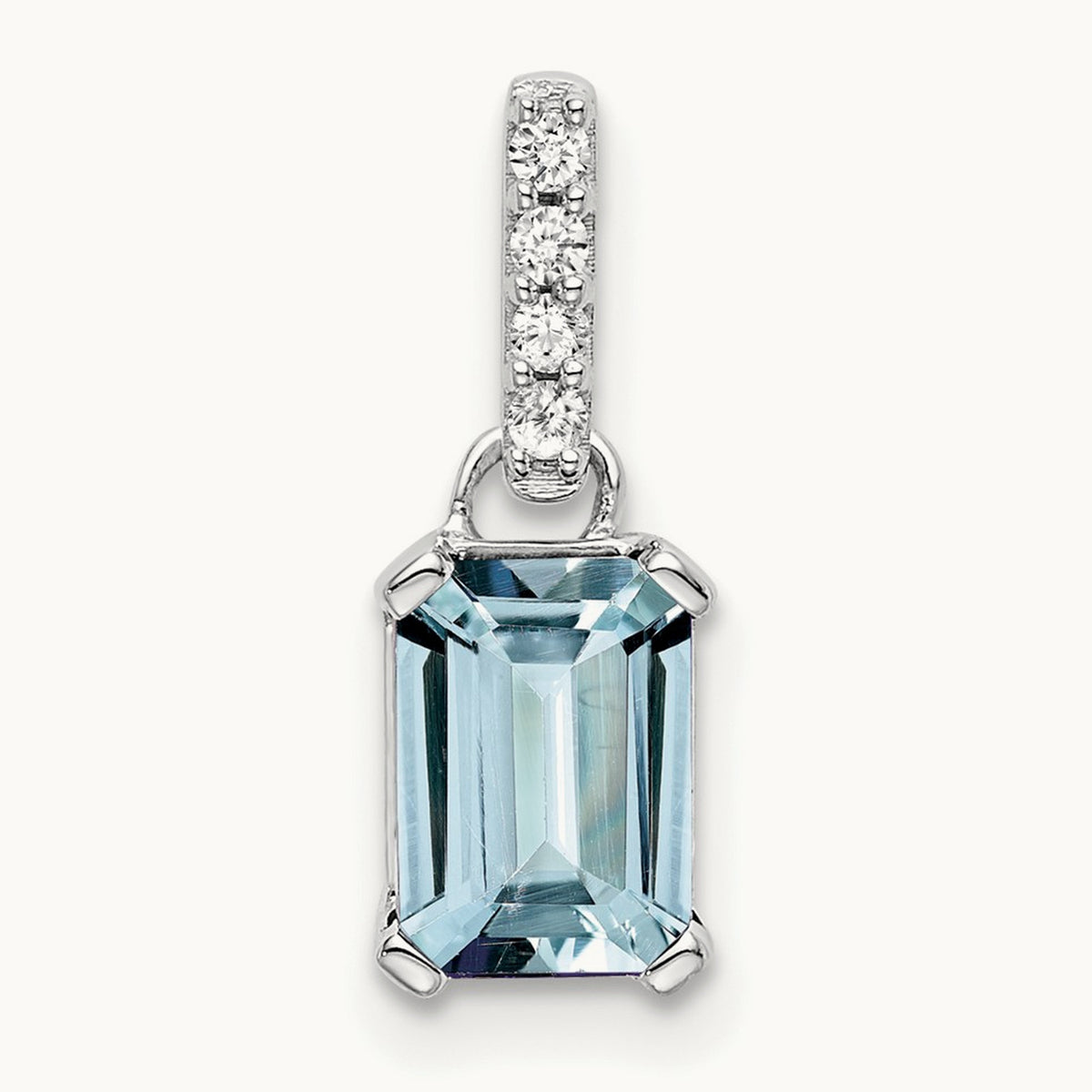 Aquamarine and Diamond Pendant — 14K White Gold