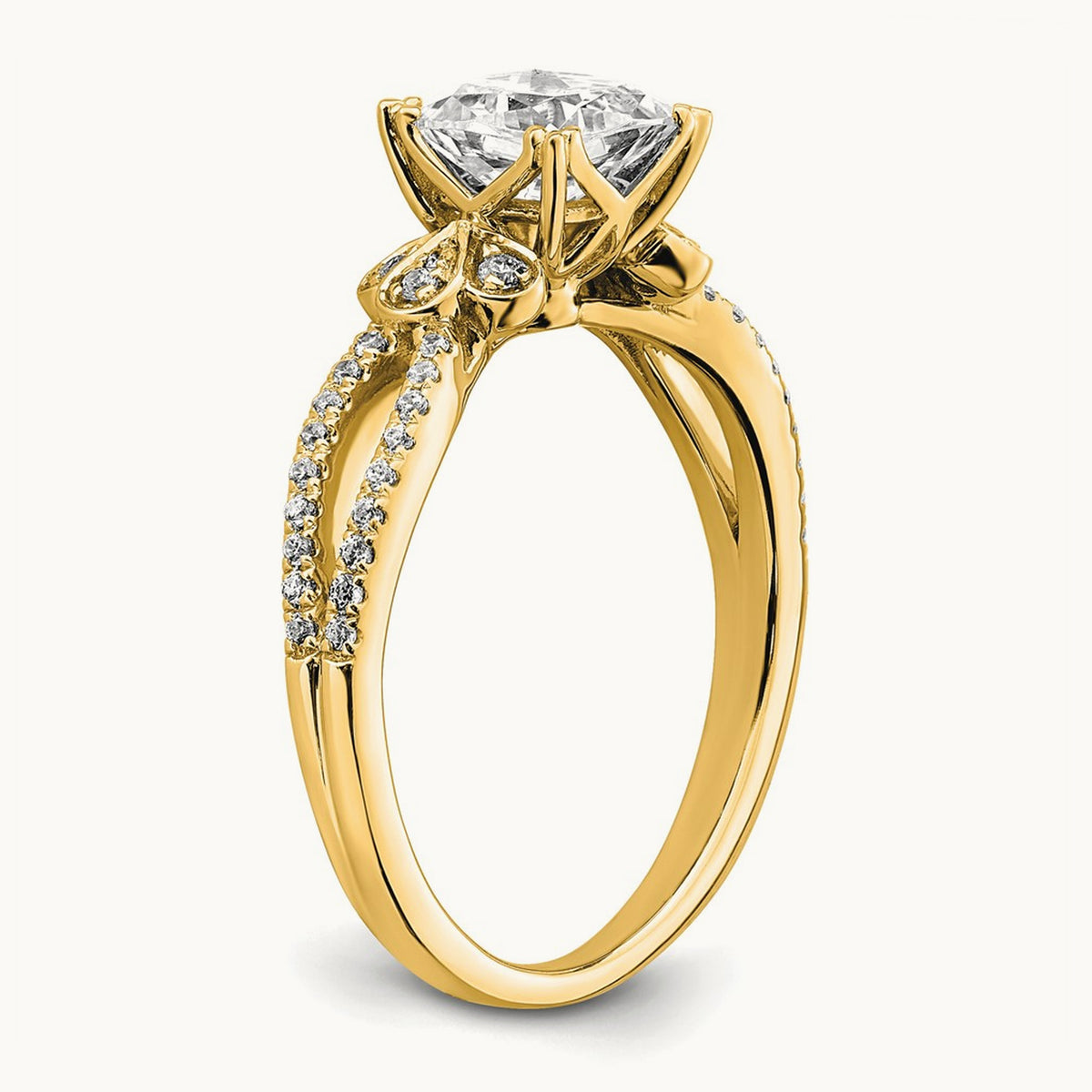 Cushion Split Shank Semi-Mount Engagement Ring — 1 ct, 7