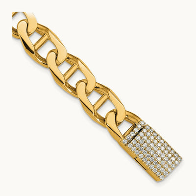 10.3mm Polished Anchor Bracelet, 1.25 ct tw Lab-Grown Diamond