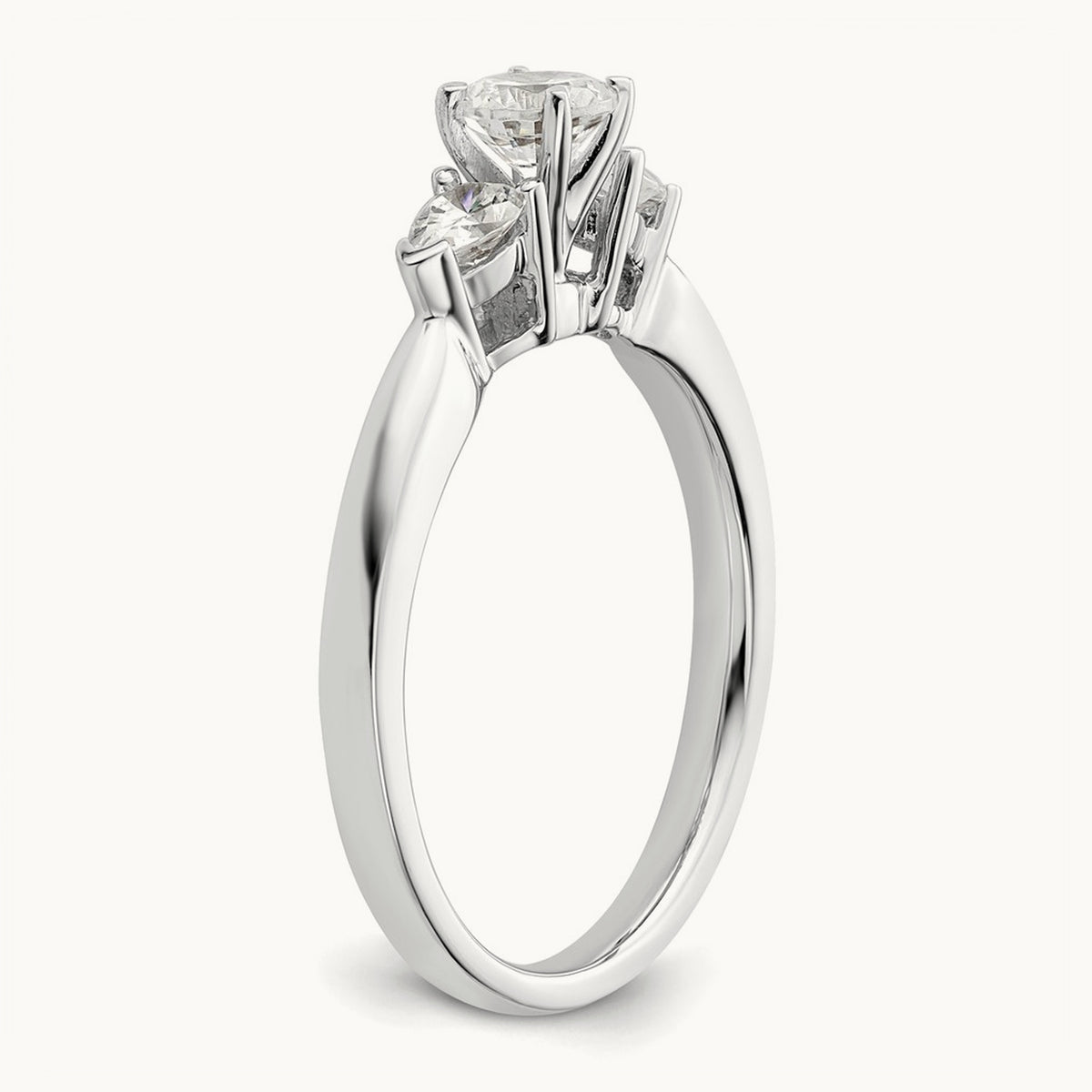 3-Stone Diamond Peg Set Semi-mount Engagement Ring, 14K White Gold