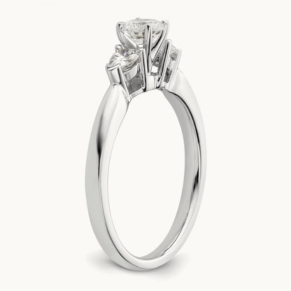 3-Stone Diamond Peg Set Semi-mount Engagement Ring, 14K White Gold