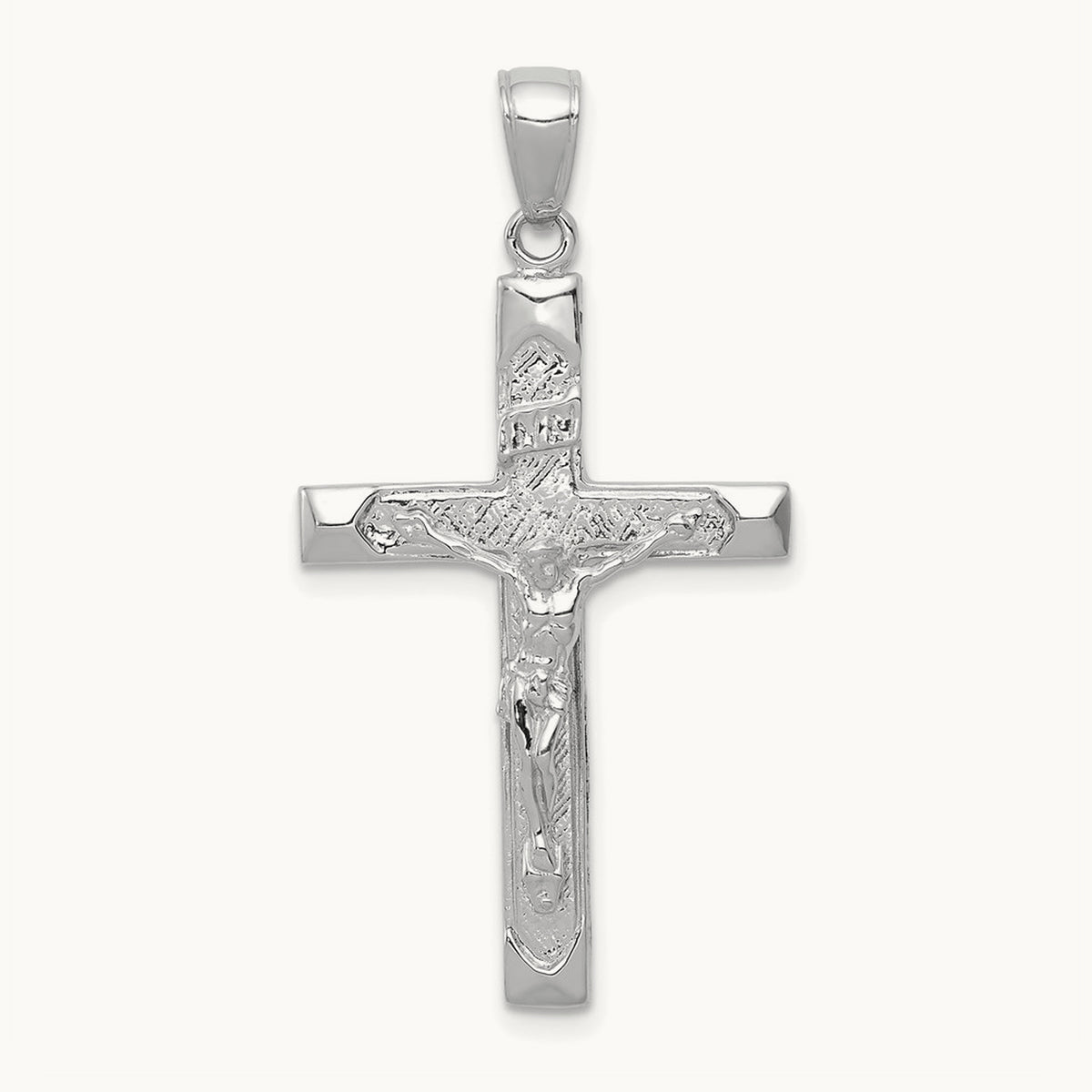 Crucifix Pendant, 14K White Gold