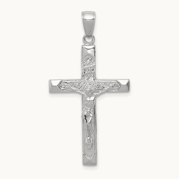 Crucifix Pendant, 14K White Gold