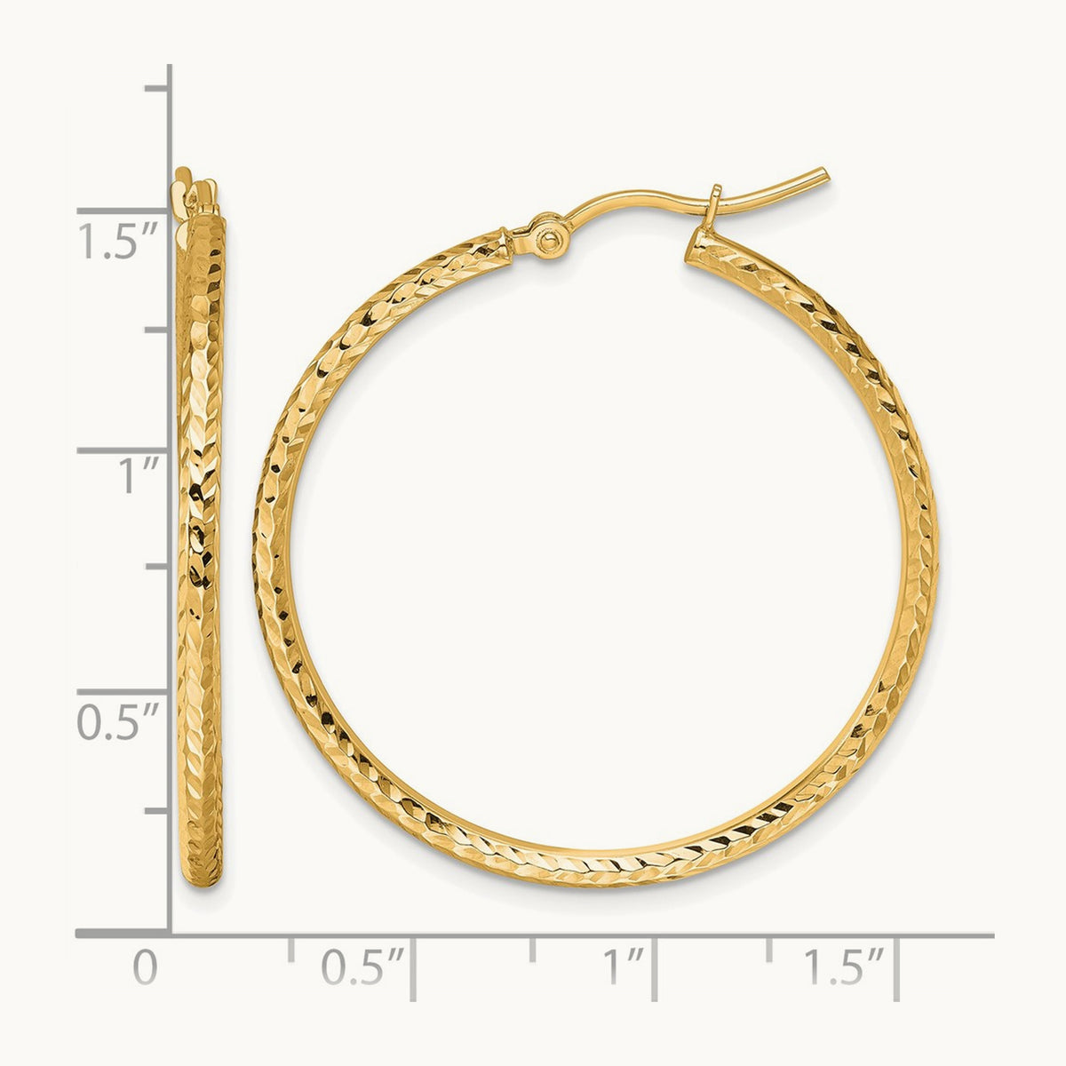 Diamond-cut Round Tube Hoop Earrings, 2mm — Leslie's