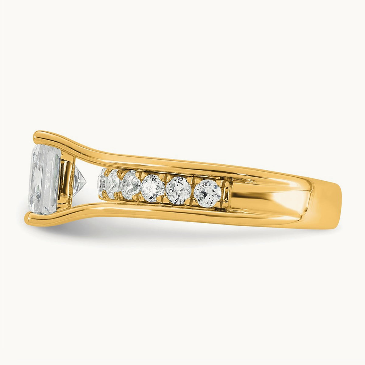 Princess Engagement Ring, 1.75-3.00 ct tw Lab-Grown Diamond — 3 1/6 ct, 14K Yellow Gold