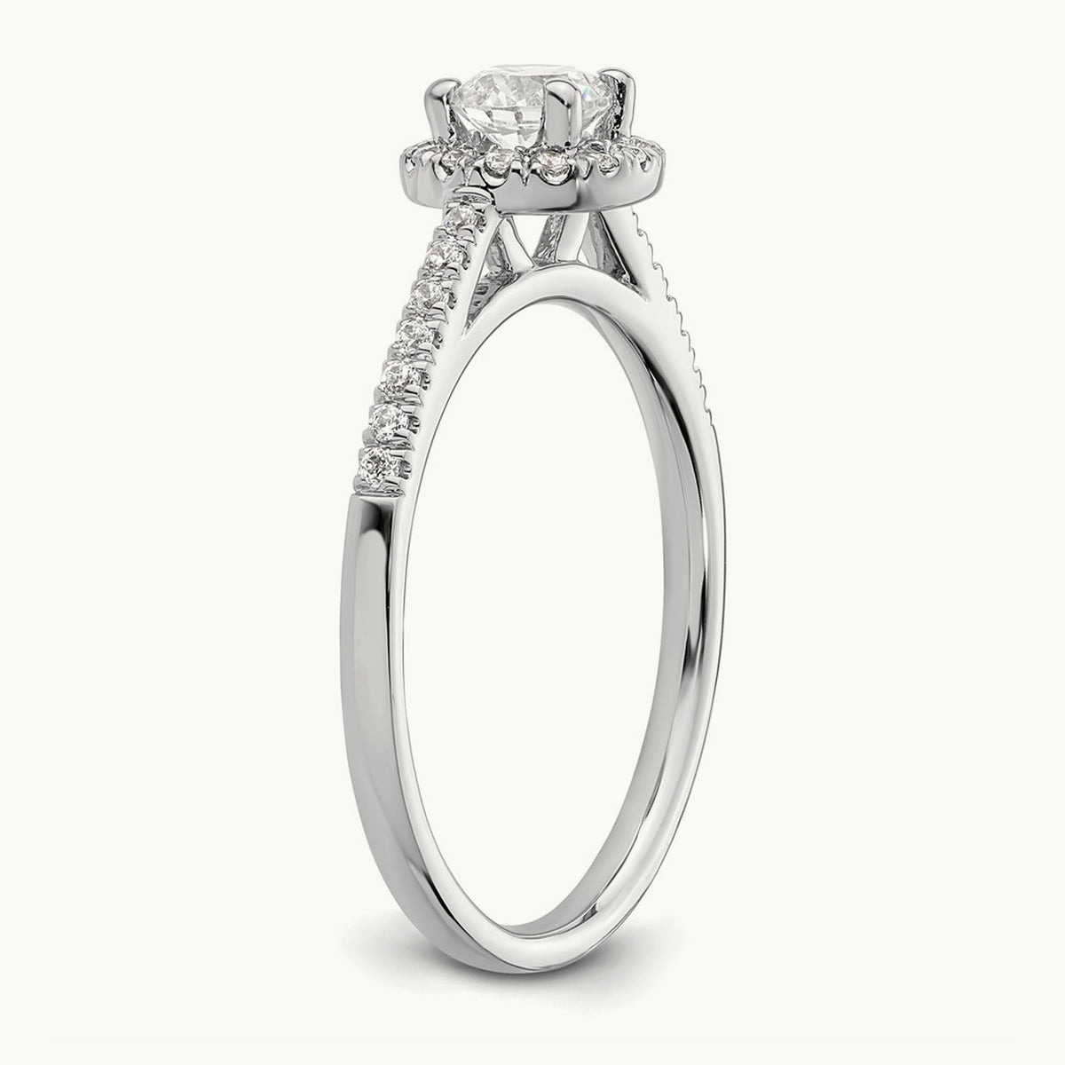 Round Semi-Mount Halo Engagement Ring, 0.15-0.50 ct tw — 1/6 ct, 14K White Gold