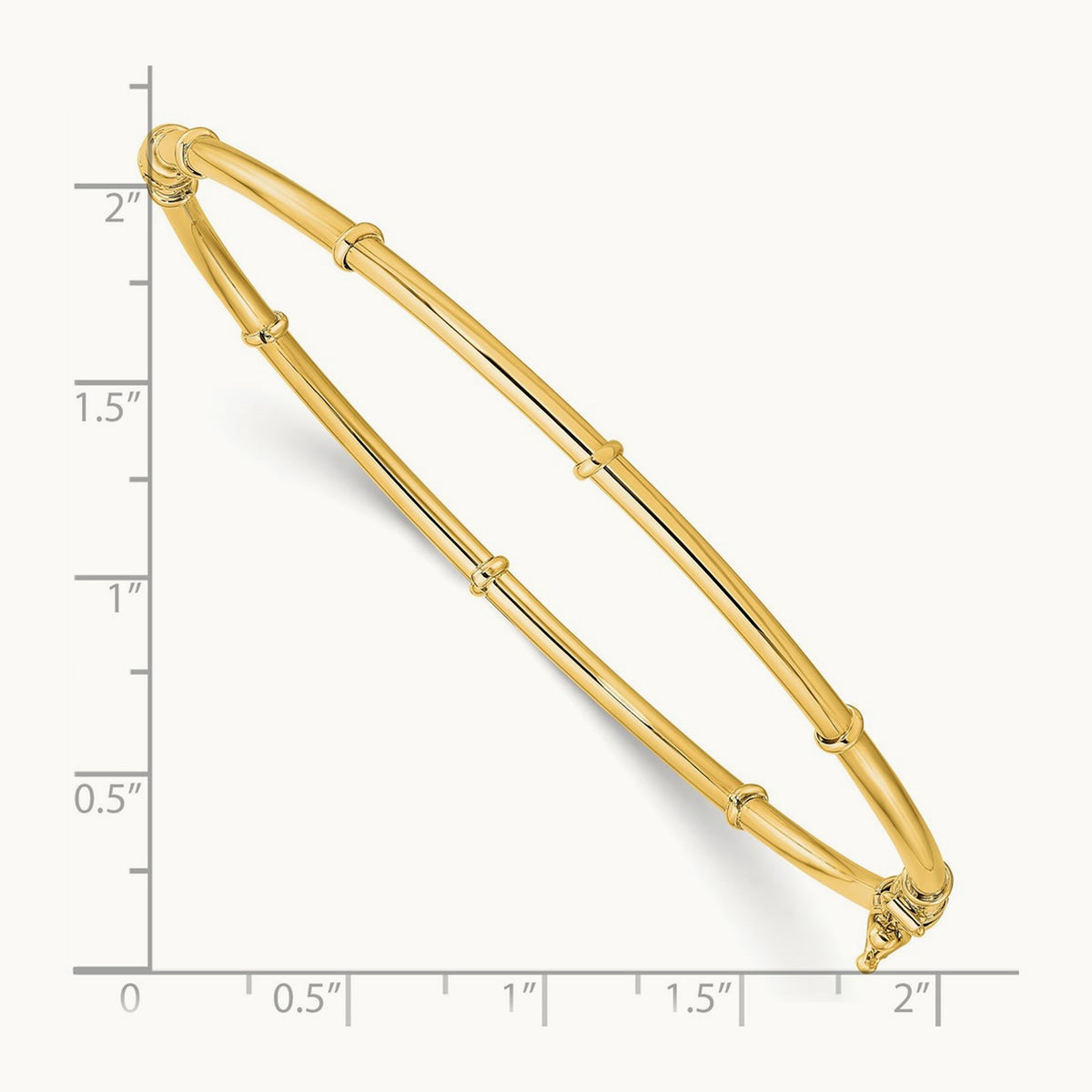 Polished Fancy Hinged Bangle, 14K