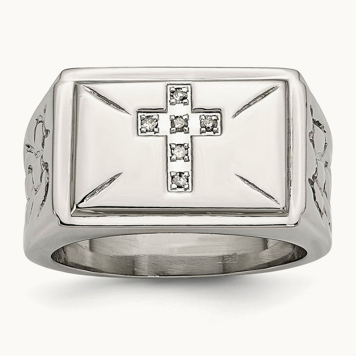 Polished/Textured Diamond Cross Band — photo set