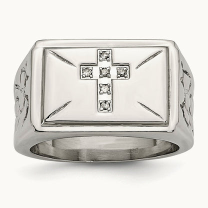 Polished/Textured Diamond Cross Band — 10