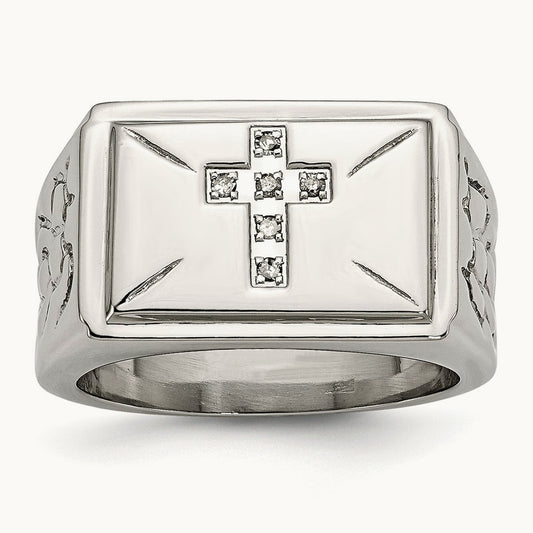Polished/Textured Diamond Cross Band — 10