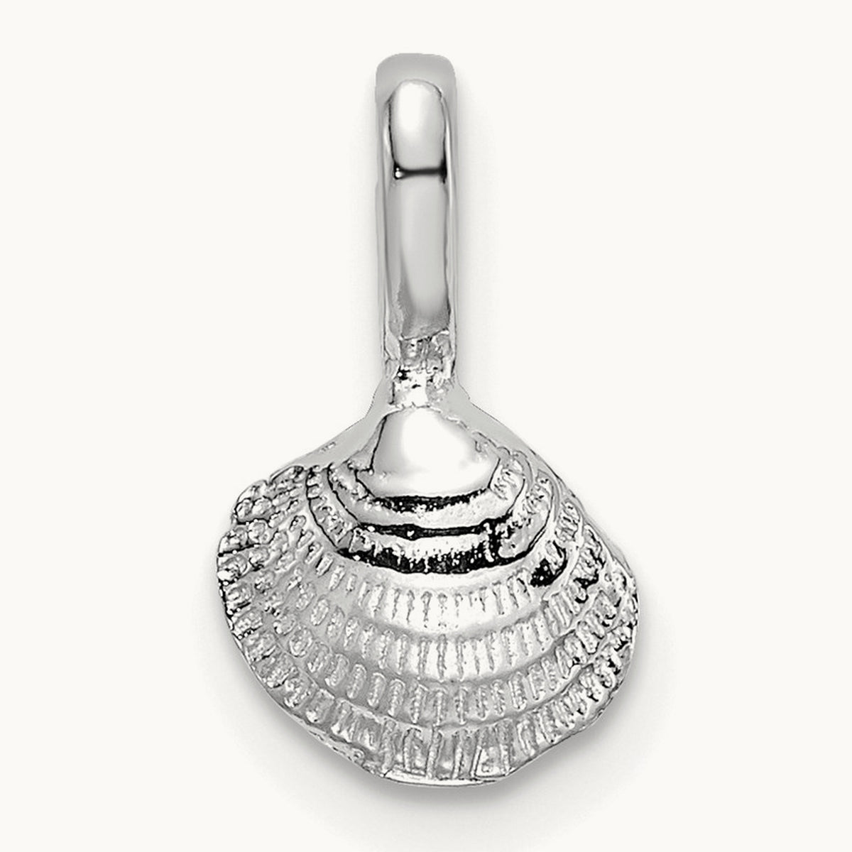 Mini Clam Shell Charm — 14K White Gold