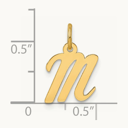 Small Script Letter M Initial Charm, 14K