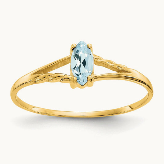 Aquamarine Birthstone Ring, 14K