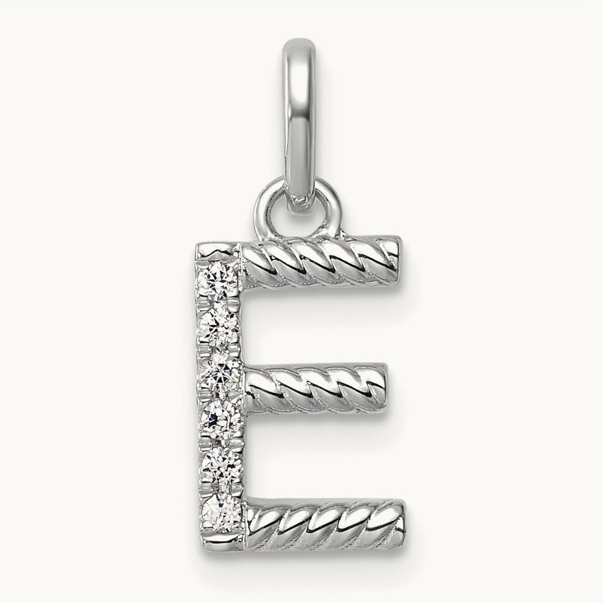 Twisted Diamond Charm — 14K White Gold, E