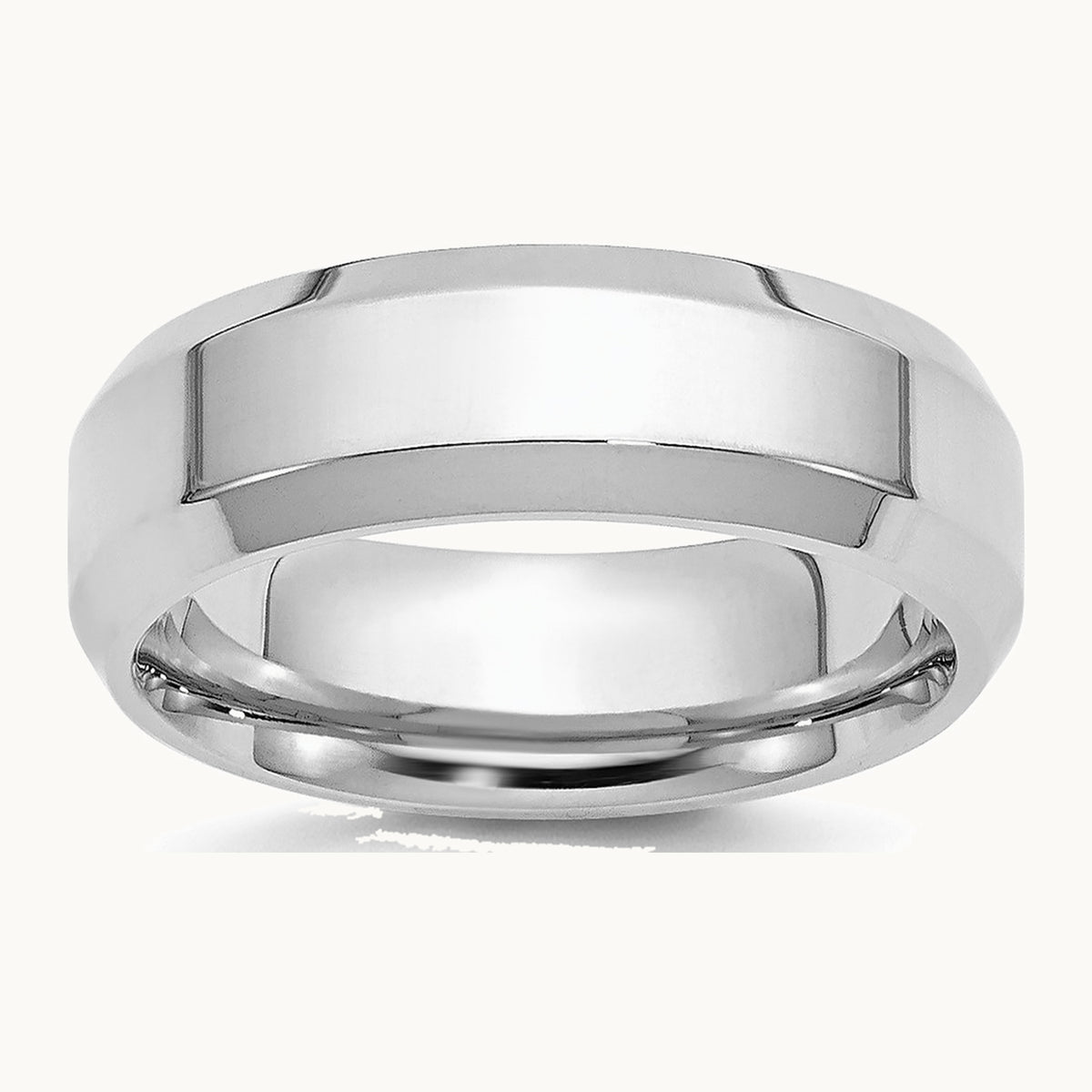 Platinum 6mm Polished Beveled Edge Wedding Band