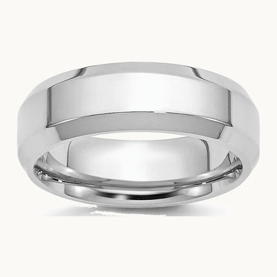 Platinum 6mm Polished Beveled Edge Wedding Band