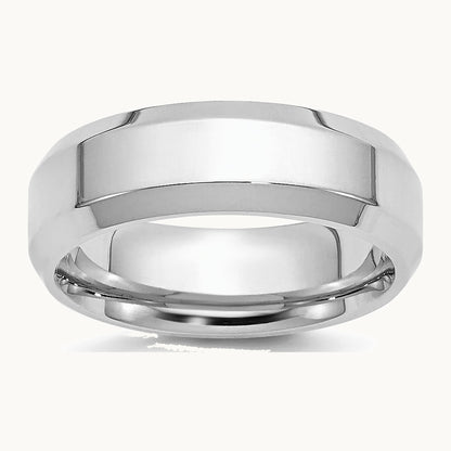 Platinum 6mm Polished Beveled Edge Wedding Band