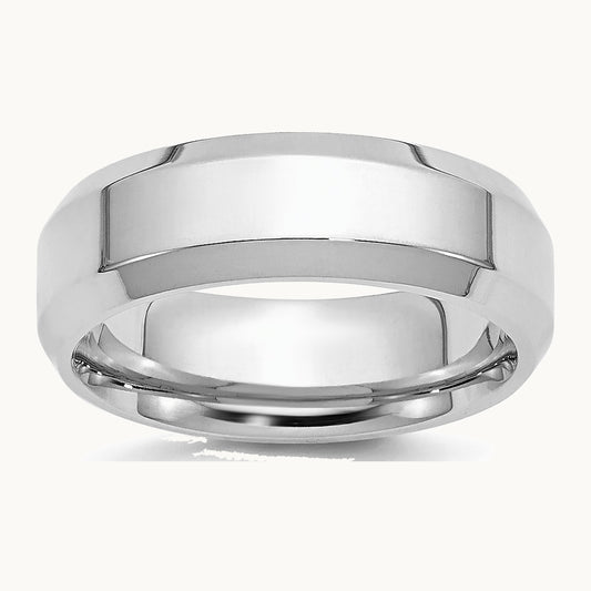 Platinum 6mm Polished Beveled Edge Wedding Band