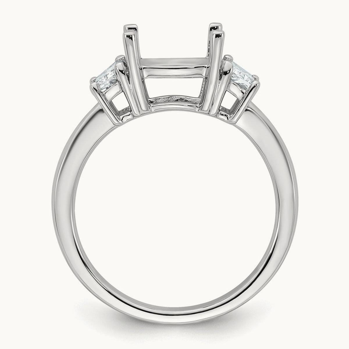 1/2 Moon Cushion Semi-Mount Engagement Ring, 0.50-0.75 ct tw Lab-Grown Diamond — 3/4 ct, 14K White Gold