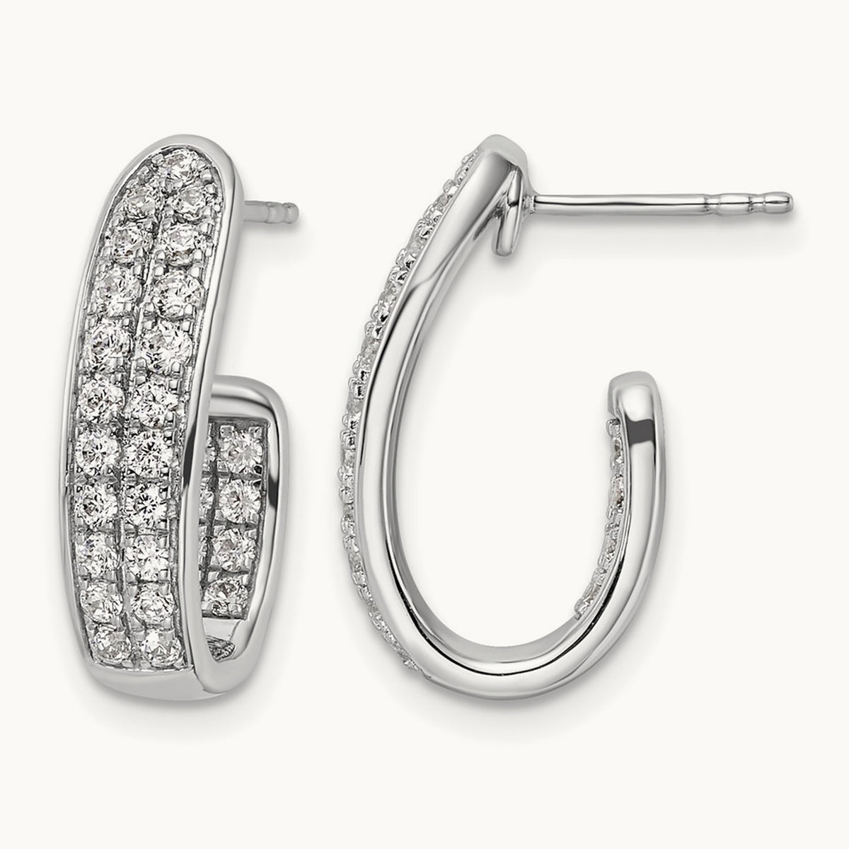 In/Out J-Hoop Hoop Earrings, 1.00 ct tw Lab-Grown Diamond