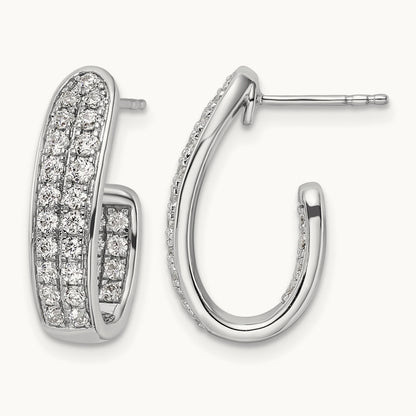 In/Out J-Hoop Hoop Earrings, 1.00 ct tw Lab-Grown Diamond