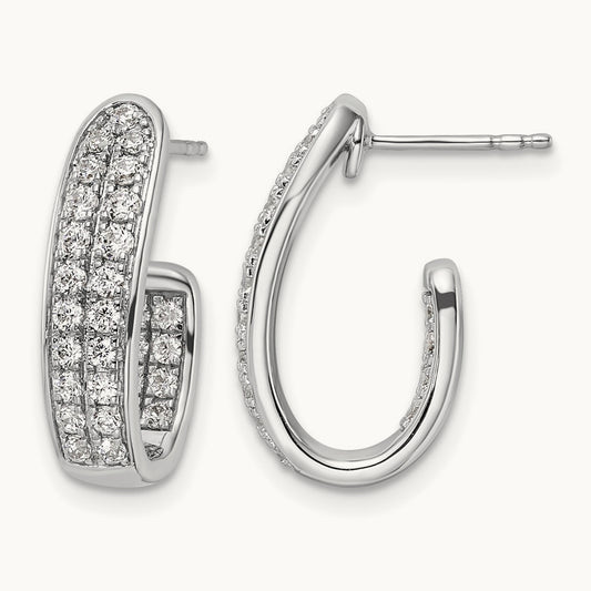 In/Out J-Hoop Hoop Earrings, 1.00 ct tw Lab-Grown Diamond