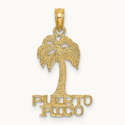 Flat PUERTO RICO Under Palm Tree Charm, 14K