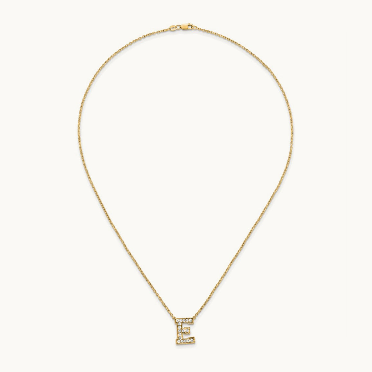 Initial Necklace — 14K Yellow Gold, E, 3/8 ct